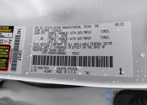 2023 Toyota Tundra Sr5 from USA, damaged, VIN 5TFLA5DB4PX080066